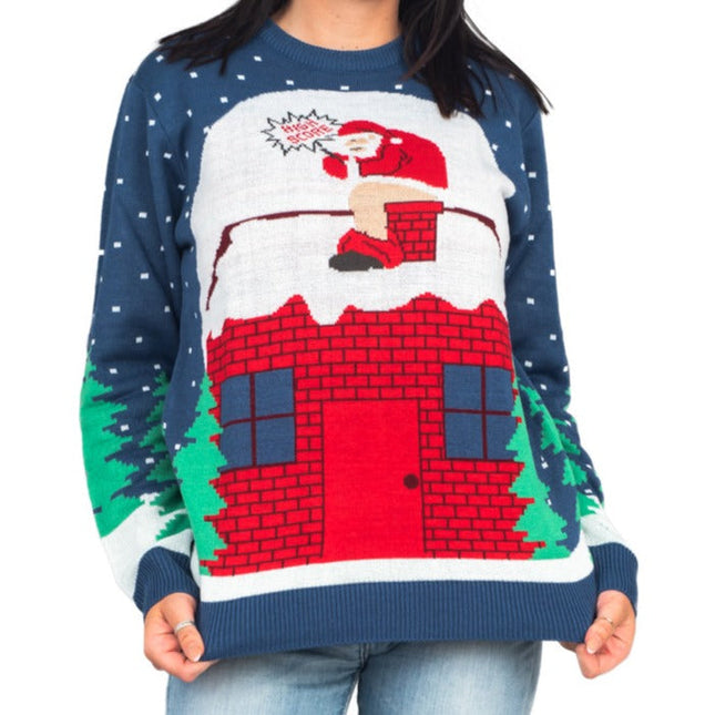 Santa Claus Chimney Surprise Ugly Christmas Sweater