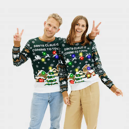Light-Up Santa Claus Is Coming To Town Sweater