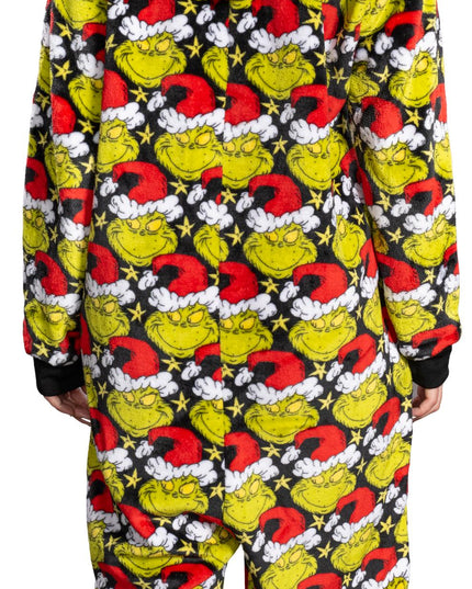 Grinch Santa Hat Pajama Jumpsuit for Men and Women