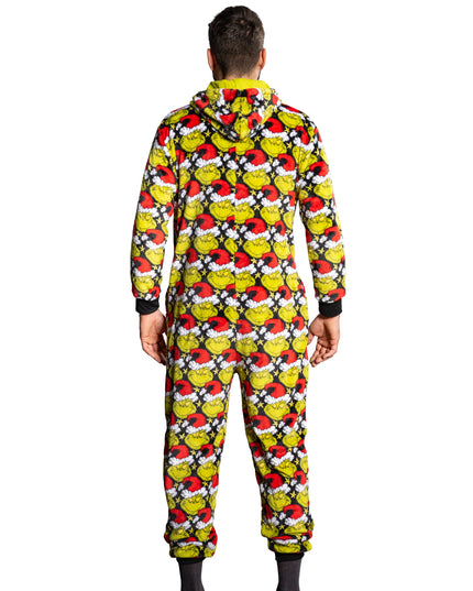 Grinch Santa Hat Pajama Jumpsuit for Men and Women