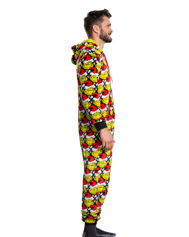 Grinch Santa Hat Pajama Jumpsuit for Men and Women