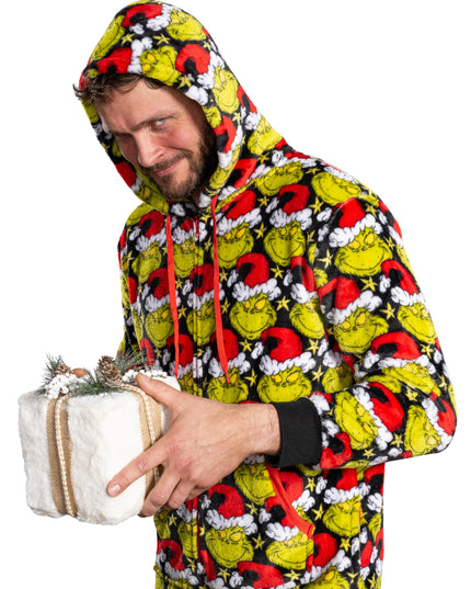 Grinch Santa Hat Pajama Jumpsuit for Men and Women