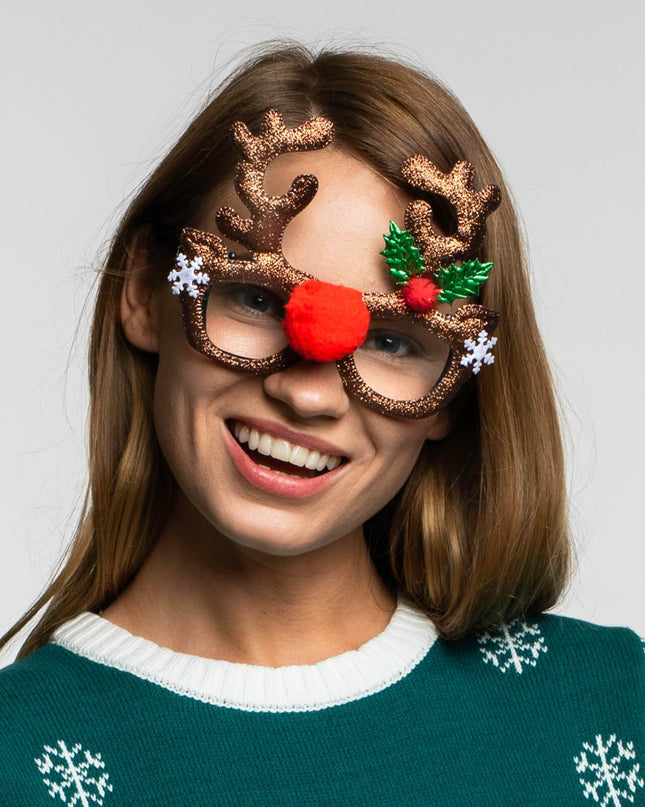 Shiny Reindeer Glasses for Holiday Celebrations