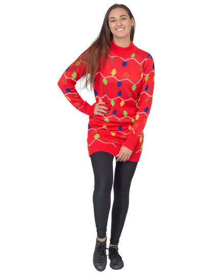 String Lights Women's Christmas Sweater Dress