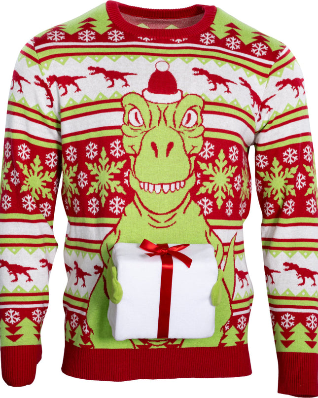 T-Rex Santa Hat 3D Flappy Sweater