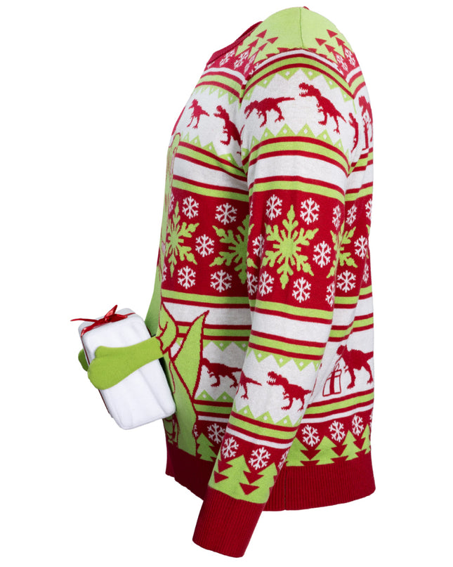 T-Rex Santa Hat 3D Flappy Sweater