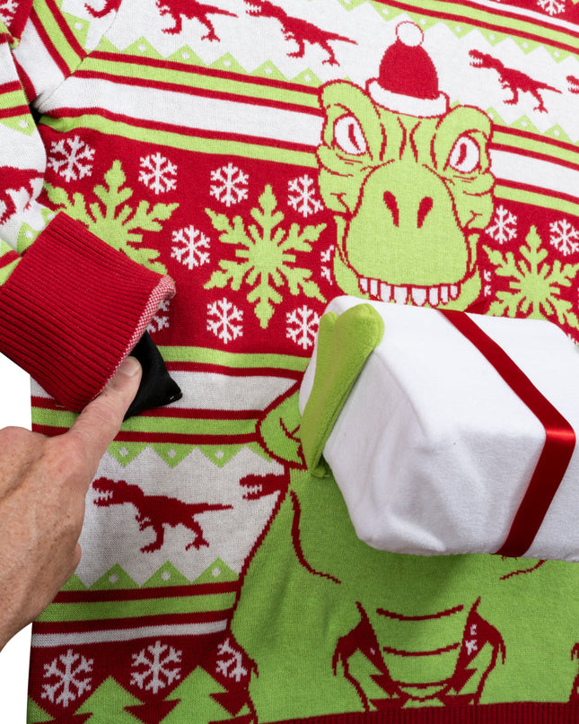 T-Rex Santa Hat 3D Flappy Sweater