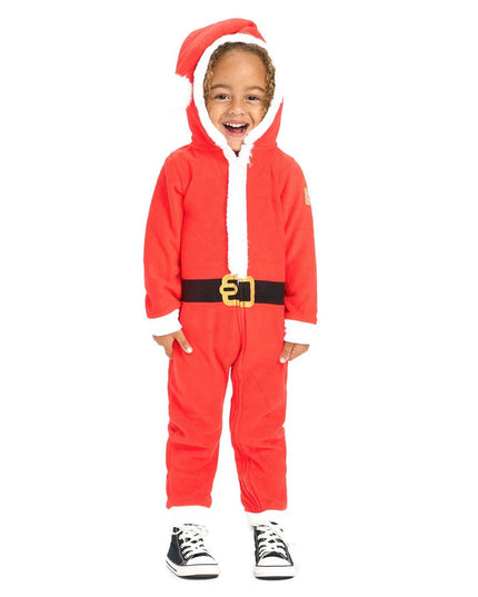 Toddler Boy's Santa Jumpsuit With Fur