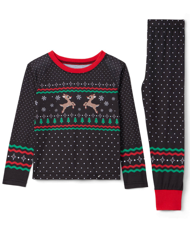 Baby Girl's Fair Isle Rudolph Crew Neck Pajama Set