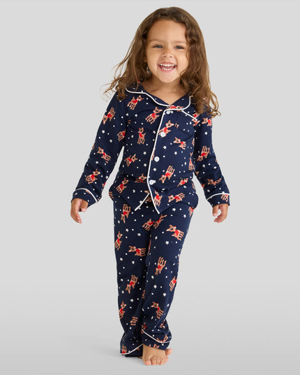 Toddler Girl's Rudolph Lapel Pajama Set