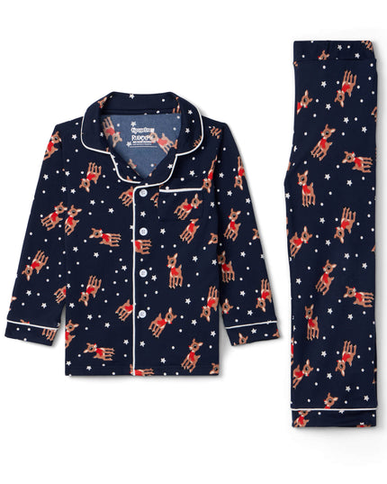 Toddler Girl's Rudolph Lapel Pajama Set