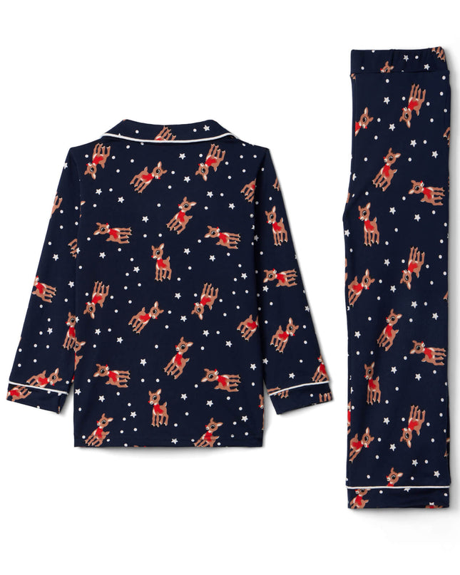 Baby Girl's Rudolph Lapel Pajama Set