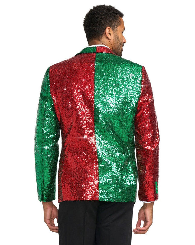 Men's Red and Green Sequin Blazer