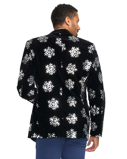 Men's Sequined Snowflake Velvet Blazer