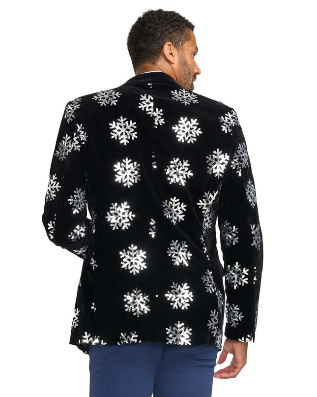 Men's Sequined Snowflake Velvet Blazer