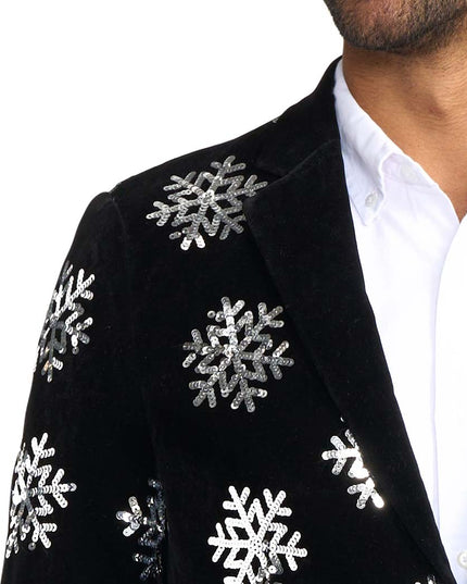 Men's Sequined Snowflake Velvet Blazer