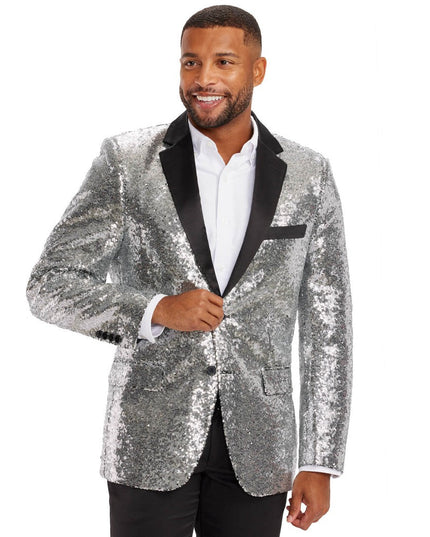 Men's Silver Sequin Blazer