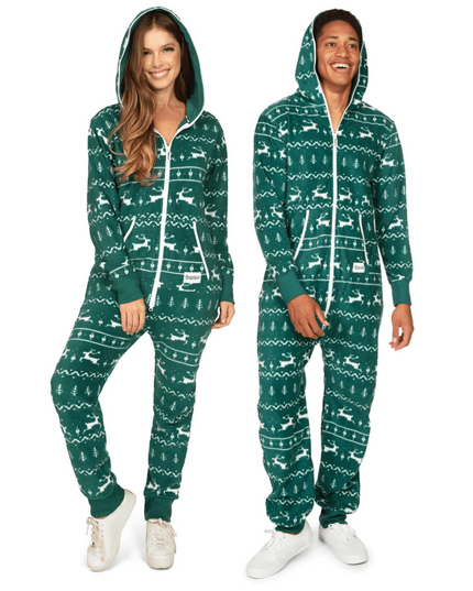Matching Green Fair Isle Couples Jumpsuits