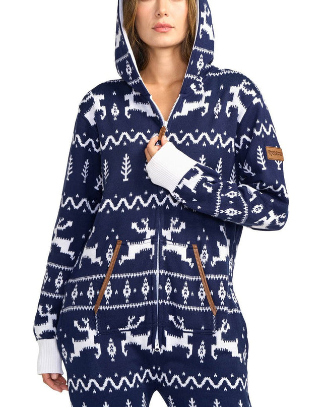 Women's Navy Fair Isle Knit Jumpsuit