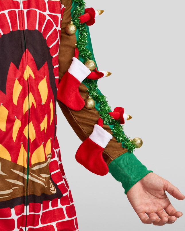 Men's Festive Fireplace Light Up Jumpsuit