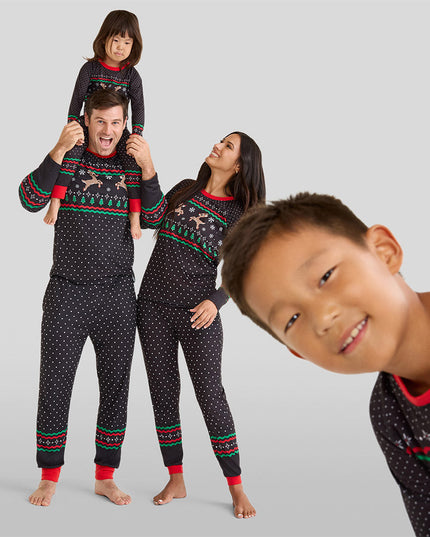 Men's Fair Isle Rudolph Crew Neck Pajama Set