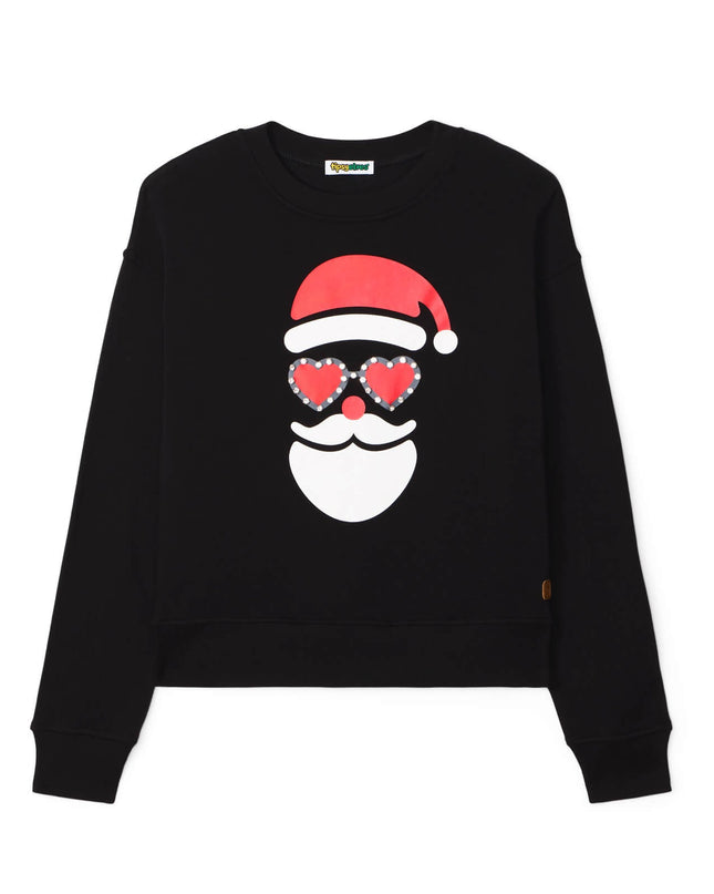 Women's Shimmering Santa Rhinestone Embellished Sweatshirt