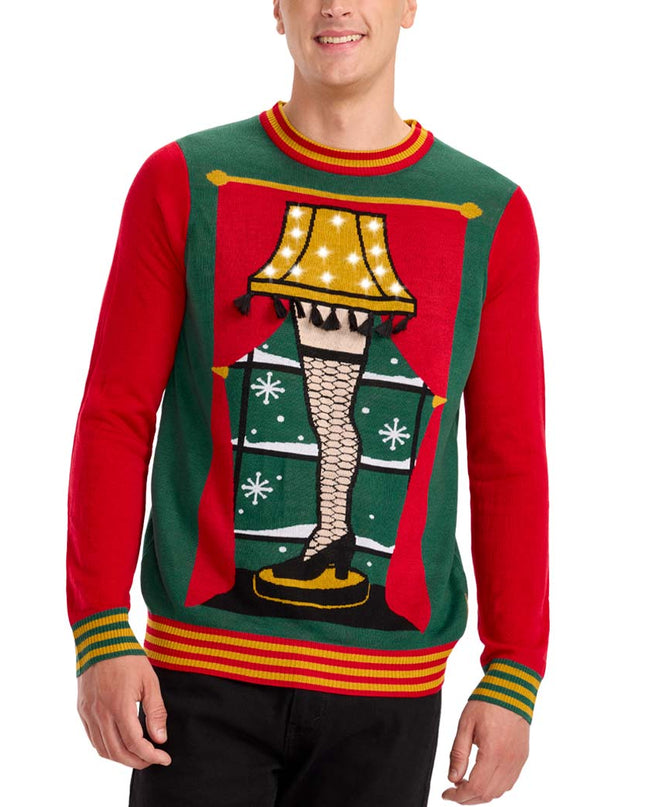 Men's Christmas Story Leg Lamp Light Up Ugly Christmas Sweater