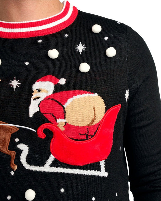 Men's Full Moon Santa Light Up Ugly Christmas Sweater