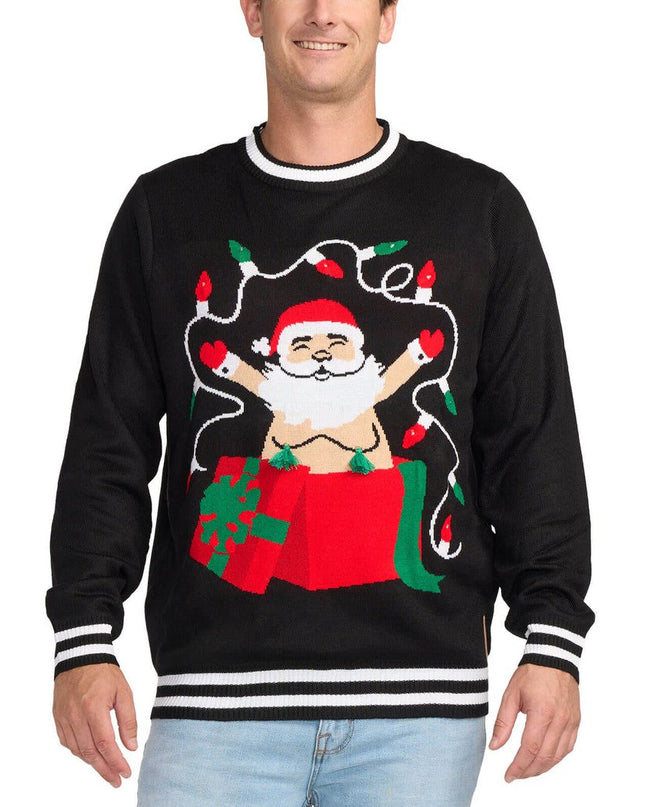 Men's Yuletide Tassels Light Up Ugly Christmas Sweater