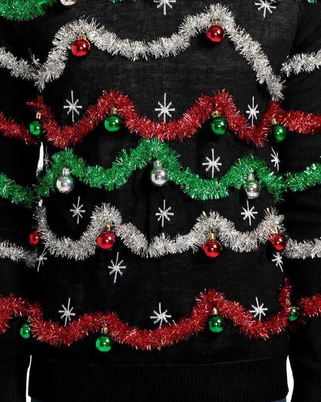 Men's Midnight Garland Light Up Ugly Christmas Sweater