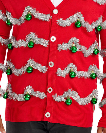 Men's Tinsel Christmas Cardigan Sweater