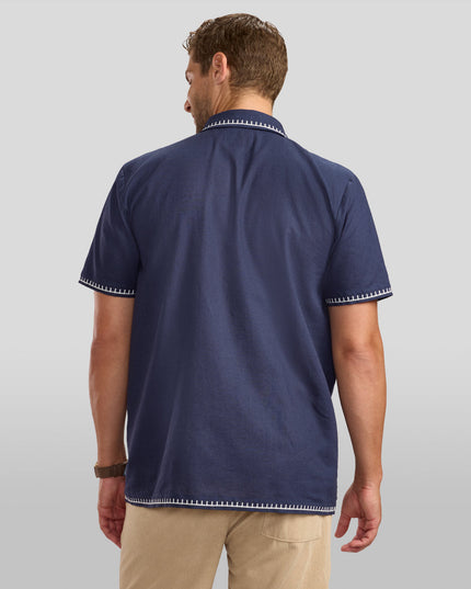 Men's Festive Flamingo Linen Cabana Shirt