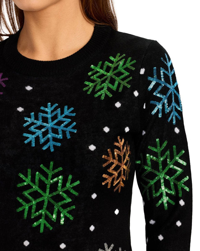 Women's Sequin Snowfall Sweater Dress