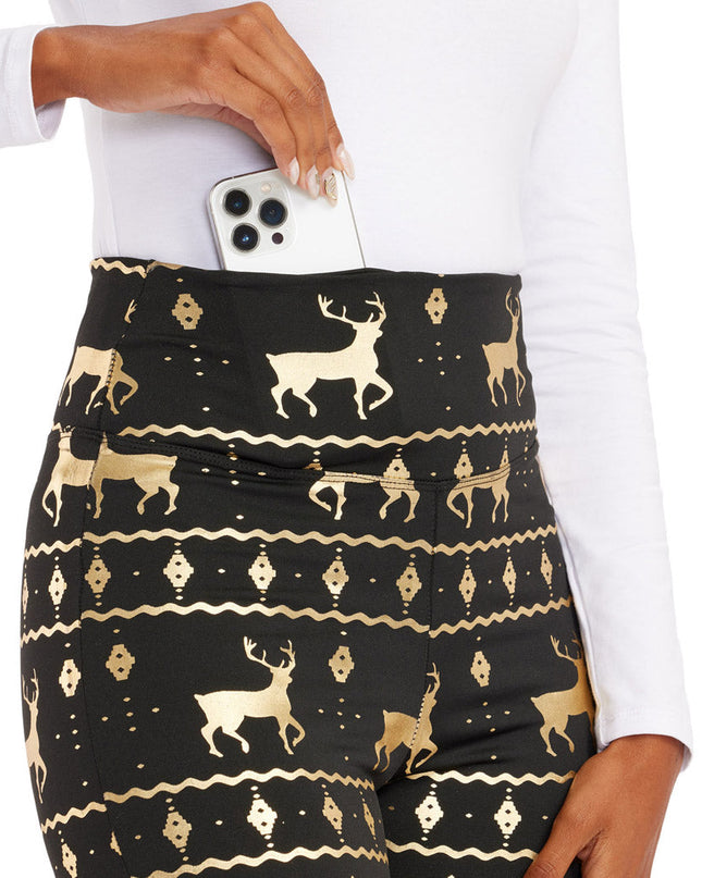 Black and Gold Fair Isle High Waisted Leggings