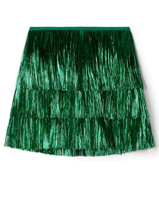 Women's Green Tinsel Fringe Shorts