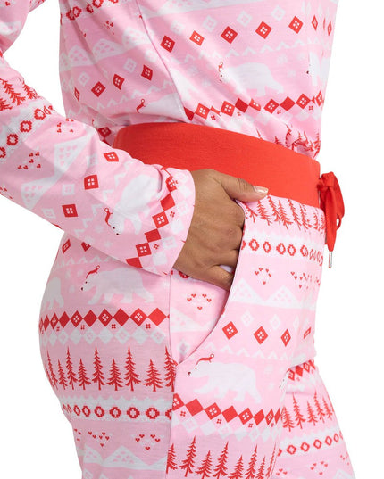 Women's Pink Polar Party Crew Neck Pajama Set