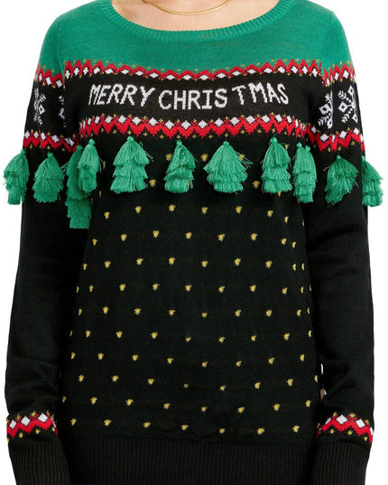 Women's Christmas Tree Tassel Ugly Christmas Sweater