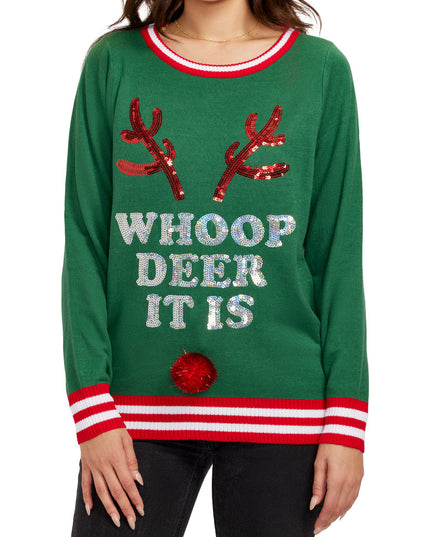 Women's Whoop Deer It Is Ugly Christmas Sweater