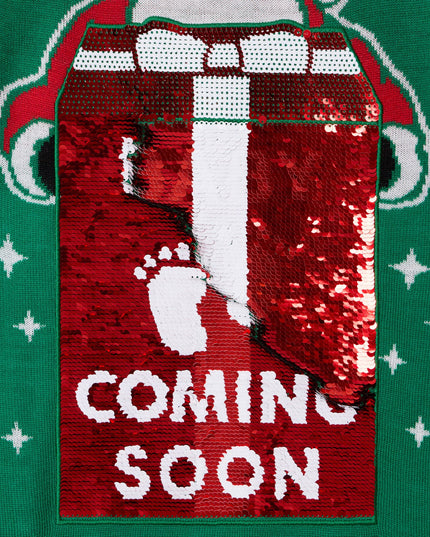 Women's Big Reveal Reversible Sequin Maternity Christmas Sweater