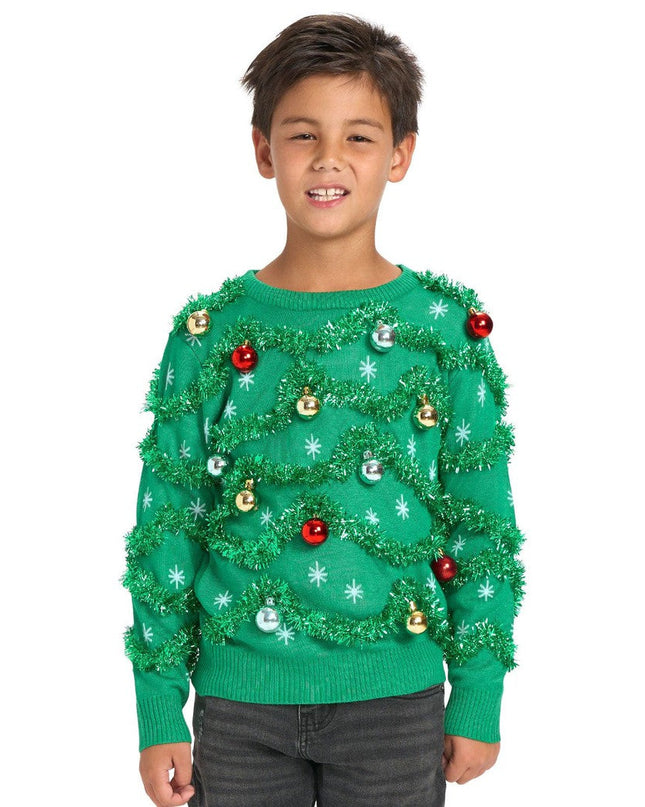 Boy's Gaudy Garland Ugly Christmas Sweater