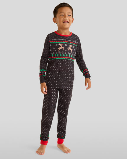 Toddler Boy's Fair Isle Rudolph Crew Neck Pajama Set