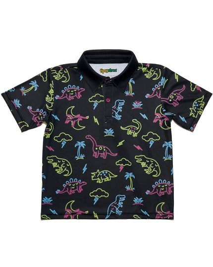 Toddler Boy's Neon Dinosaur Polo Shirt
