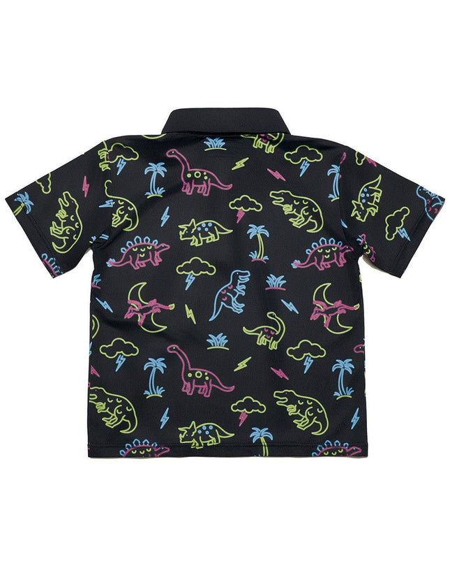 Toddler Boy's Neon Dinosaur Polo Shirt