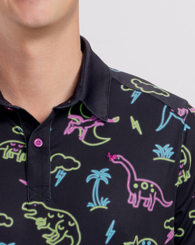 Men's Neon Dinosaur Golf Polo