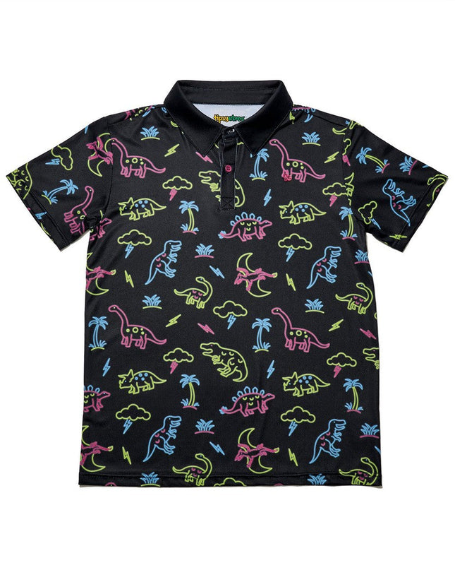 Boy's Neon Dinosaur Polo Shirt