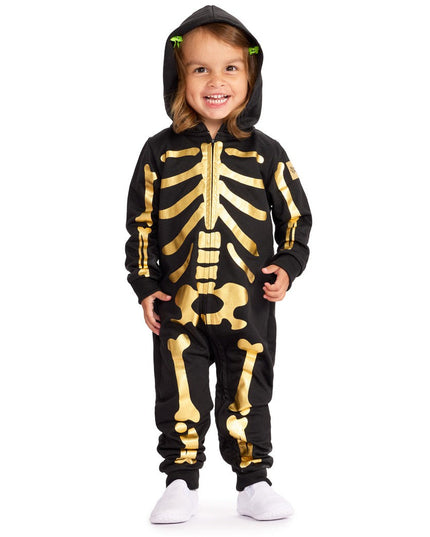 Toddler Girl's Gold Skeleton Costume