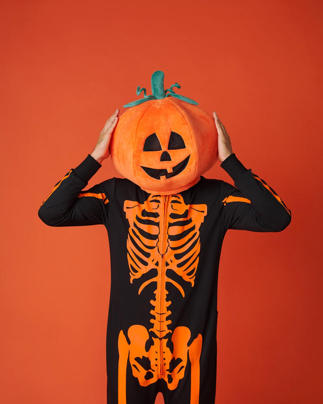 Men's Pumpkin Head Skeleton Costume