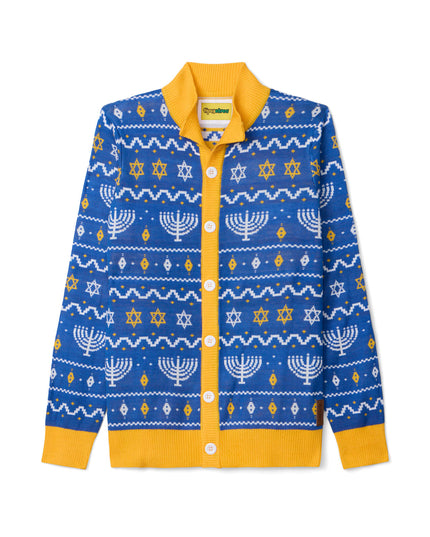 Men's Menorah Print Cardigan Sweater