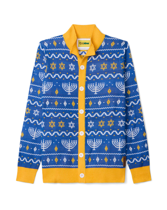 Men's Menorah Print Cardigan Sweater