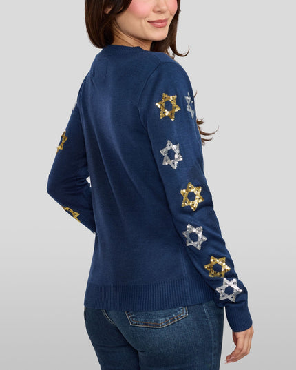Women's Shimmering Star Of David Cardigan Sweater